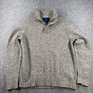 Martin + Osa Sweater Mens Large Gray Wool Blend Mock Neck Button Zip Pullover